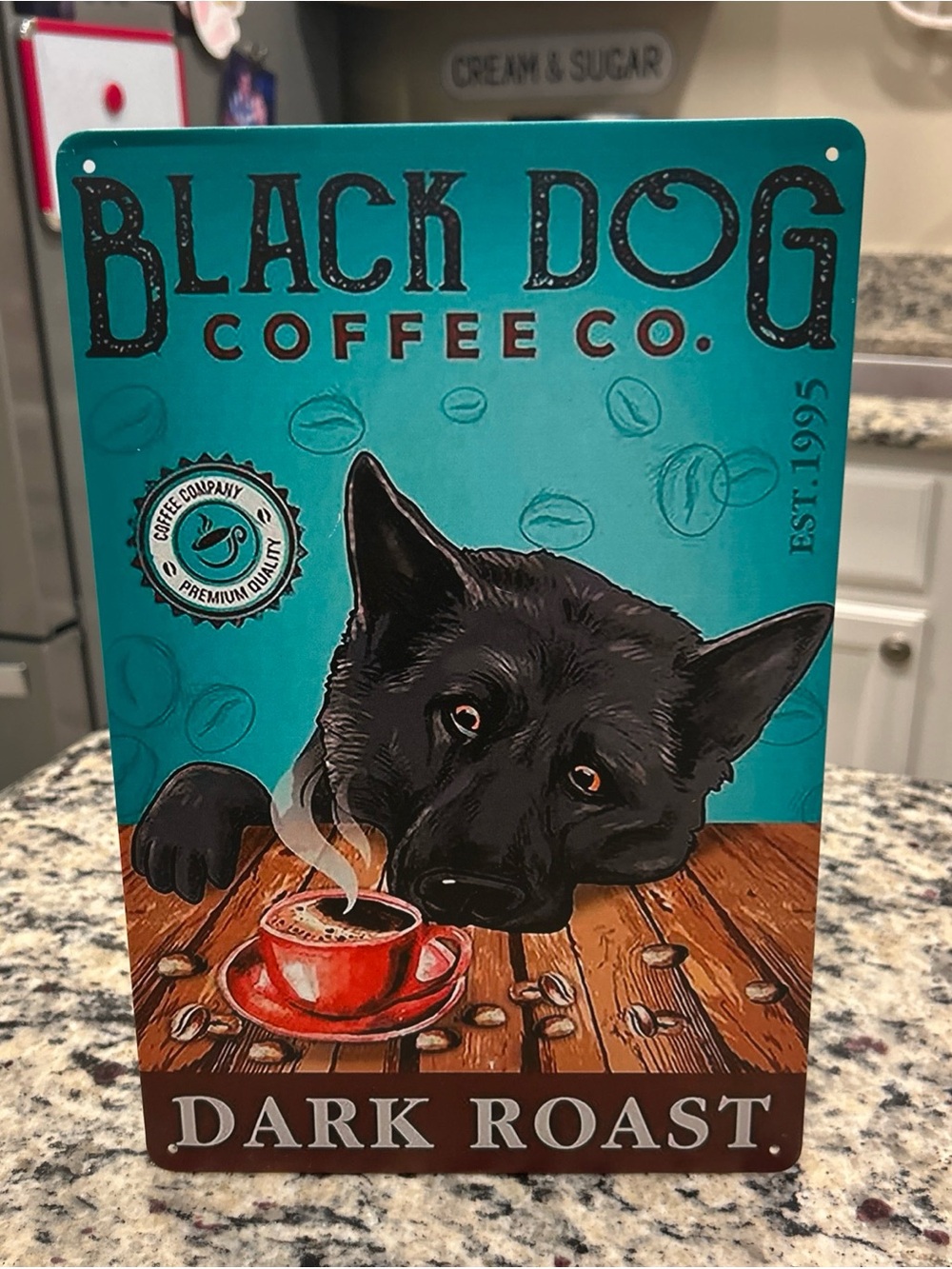 Black  Dog Dark Roast Coffee Tin Metal Signs Home Décor 8x12